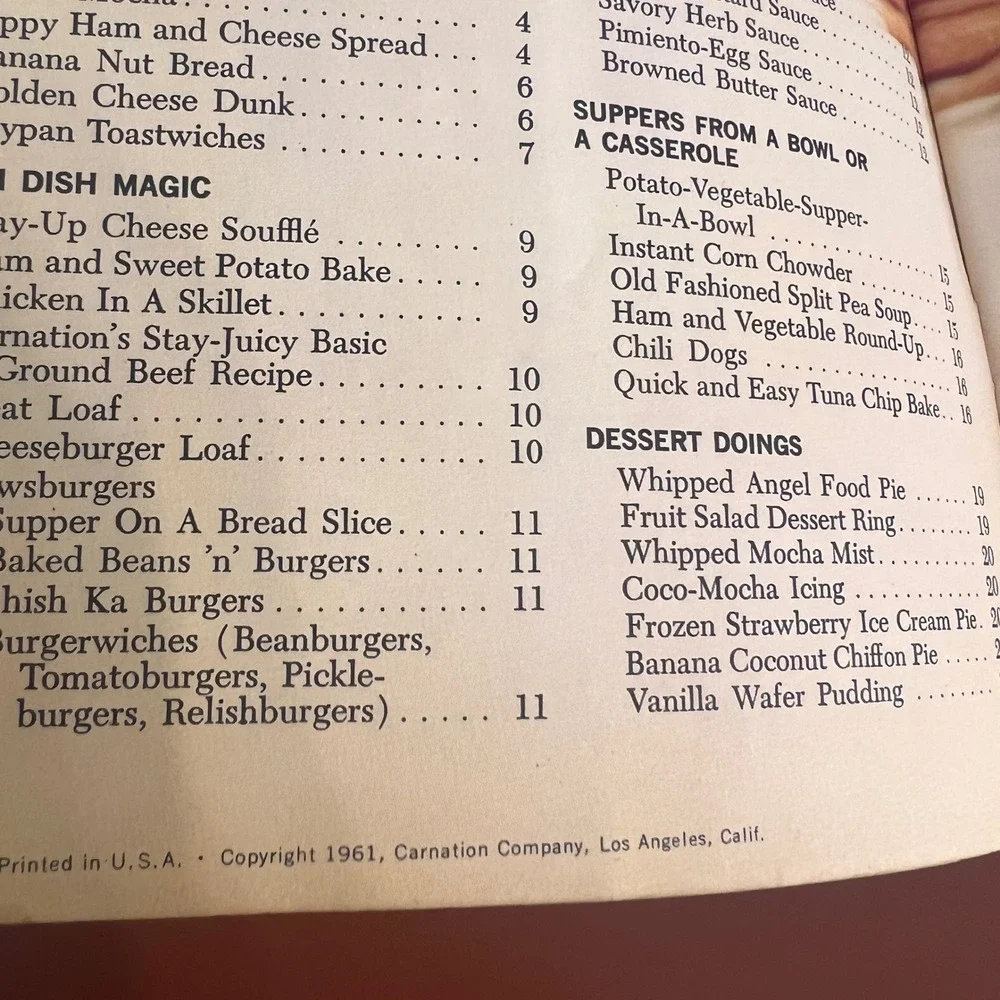 Vtg 1961 Carnation Evaporated Milk Recipe Booklet 38 Answers to Whats Cooking